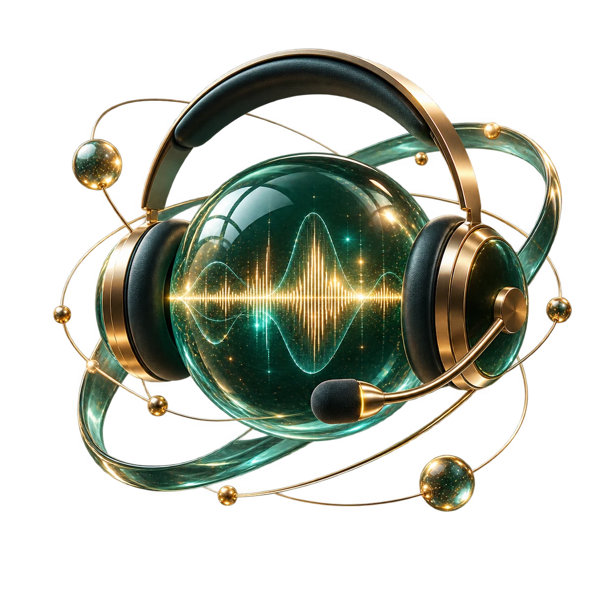 A dimensional headset surrounding a luminous voice signal