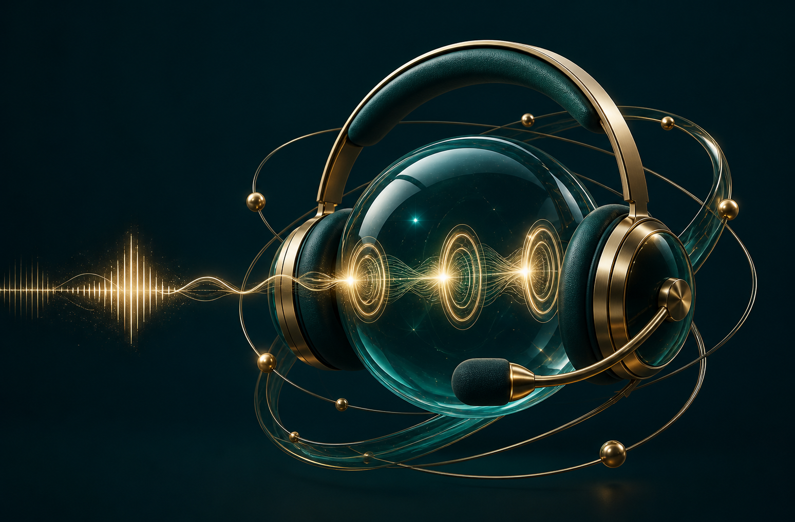 A premium three-dimensional Verascend headset receiving a customer voice signal and organizing it through three structured stages